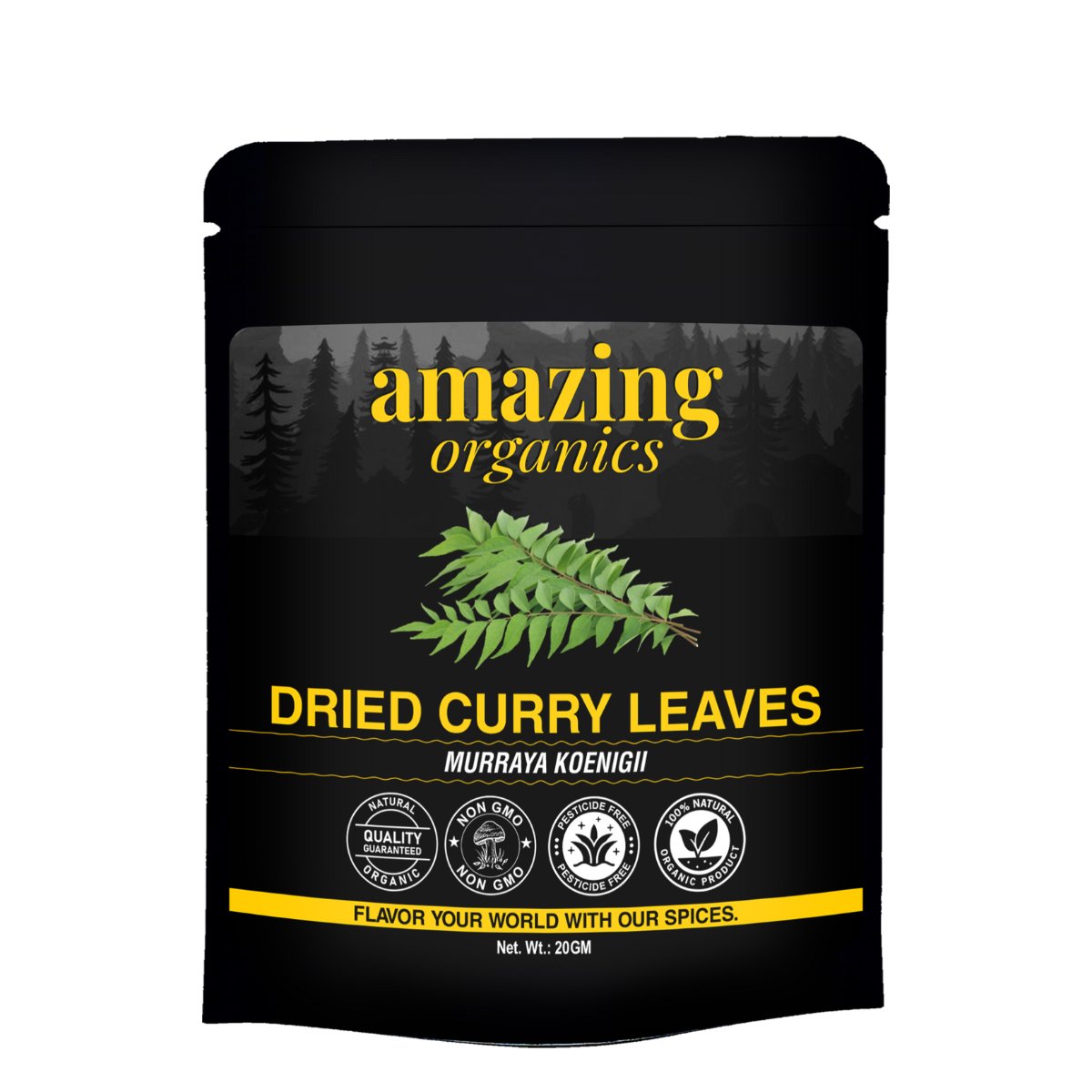 Dried Curry Leaves, Pure, Organic, Non GMO, 100% Natural, Gluten Free 0.8(20g)