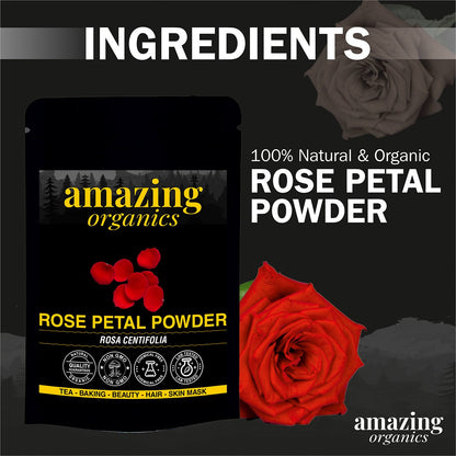 Organic Rose Petal Powder for Skin, Hair & Health | Chemical Free | GMO free