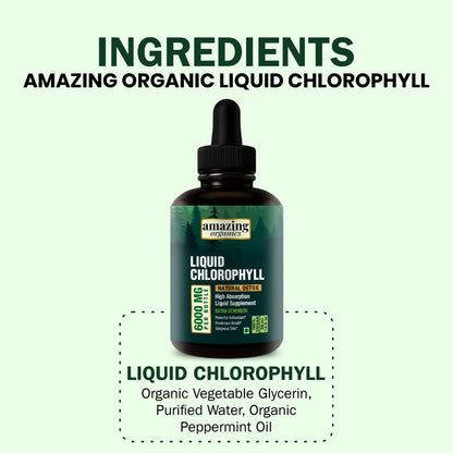 Liquid Chlorophyll Drops - Organic Chlorophyll - Natural Energy Boost