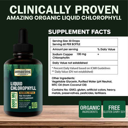 Liquid Chlorophyll Drops - Organic Chlorophyll - Natural Energy Boost