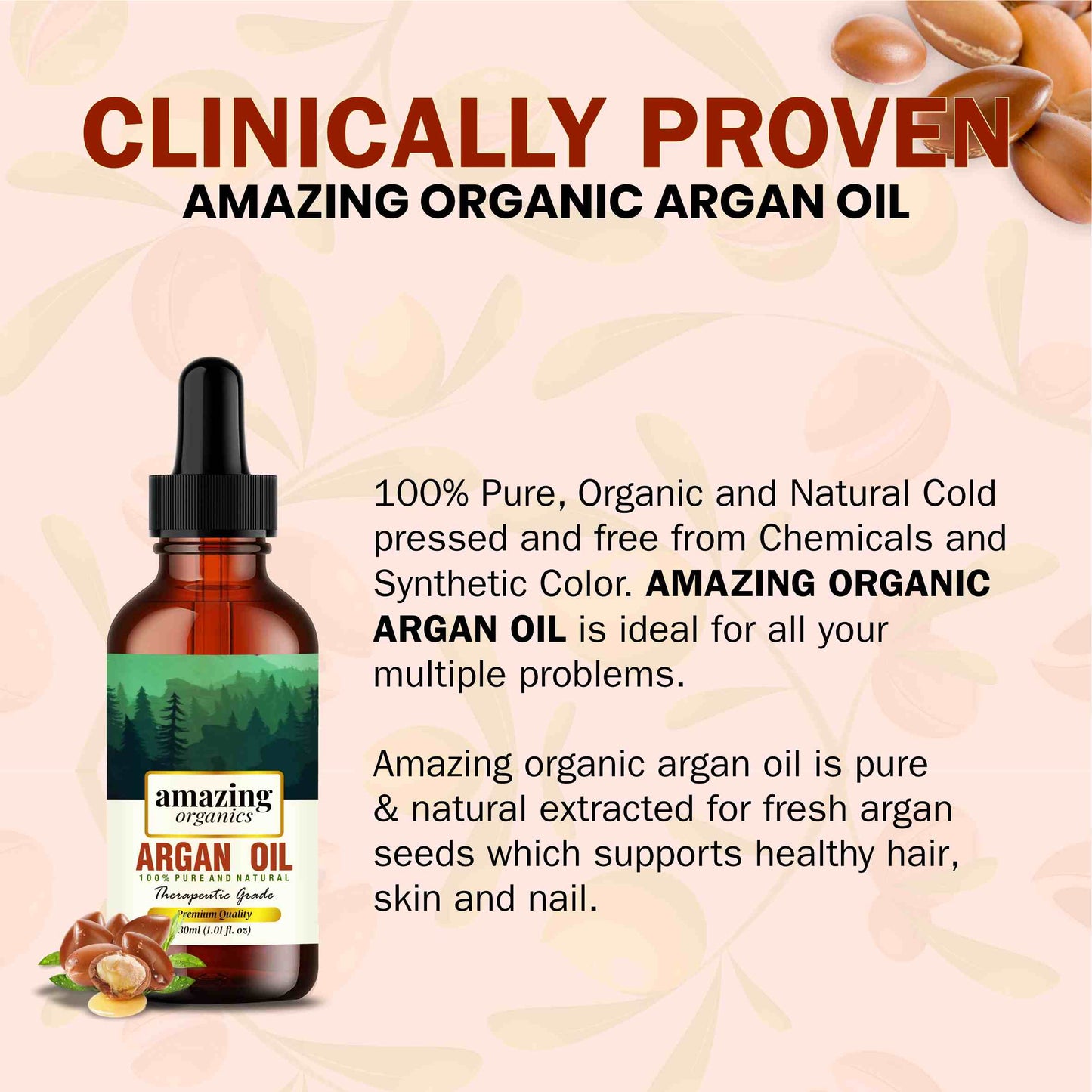 Argan Oil 100% Pure & Organic for Hair & Skin