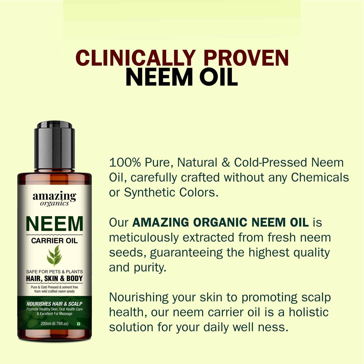 Neem Oil - Pure & Organic for HAIR - SKIN & NAILS