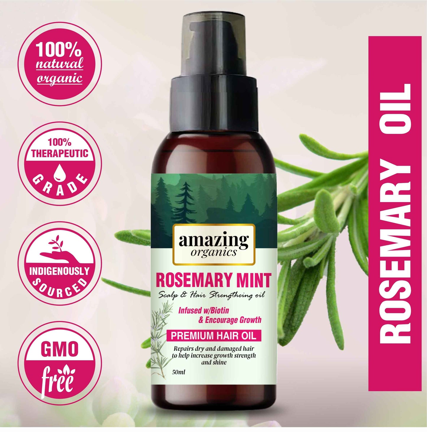 Rosemary Mint Scalp & Hair Strengthening Oil with Biotin & essential oils