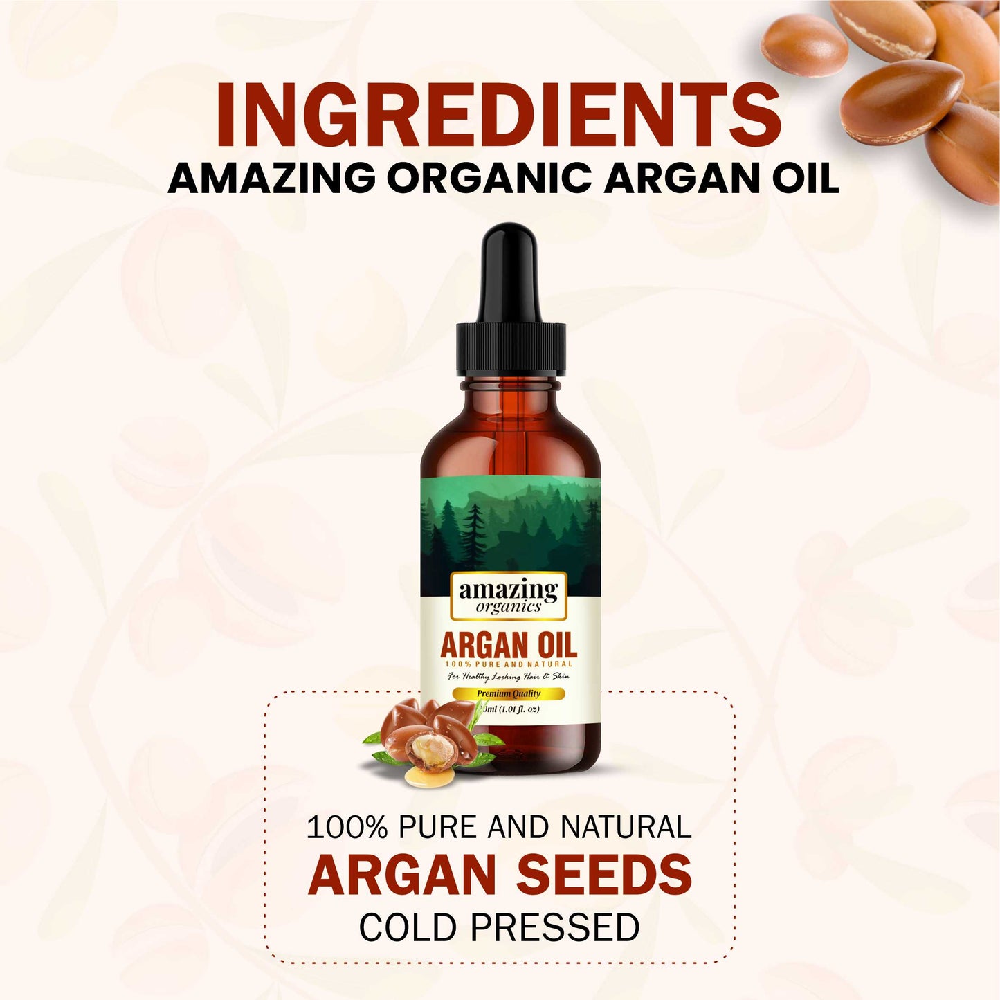 Argan Oil 100% Pure & Organic for Hair & Skin