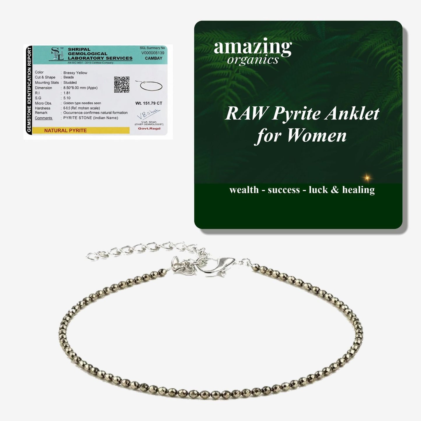 Authentic Pyrite Anklet for Women