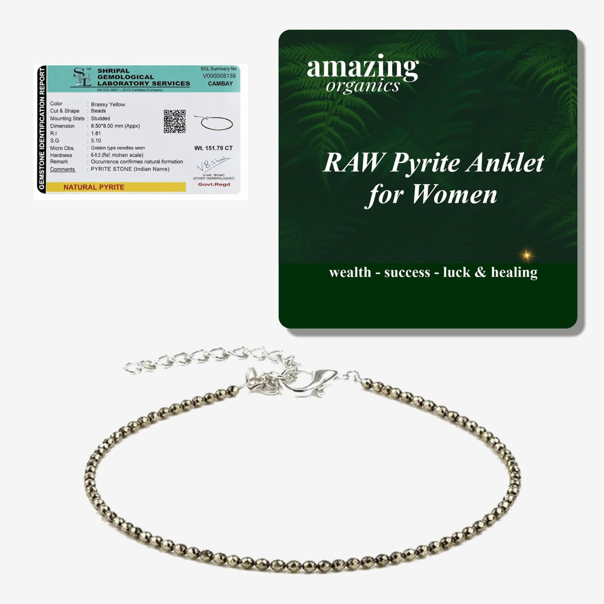 Authentic Pyrite Anklet for Women