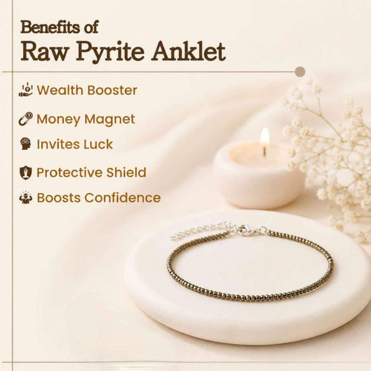 Authentic Pyrite Anklet for Women
