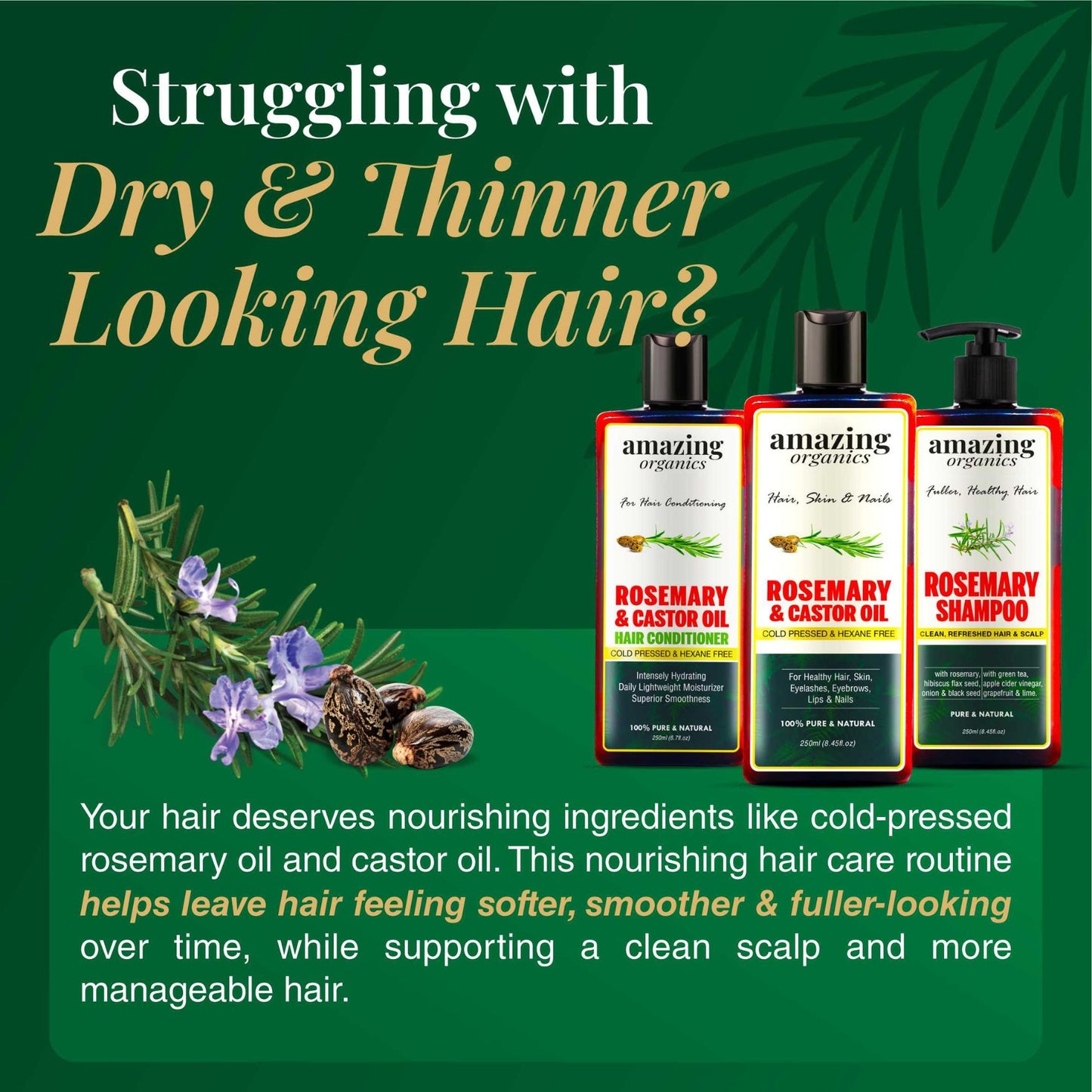 Rosemary Bundle Hair Oil - Shampoo - Conditioner