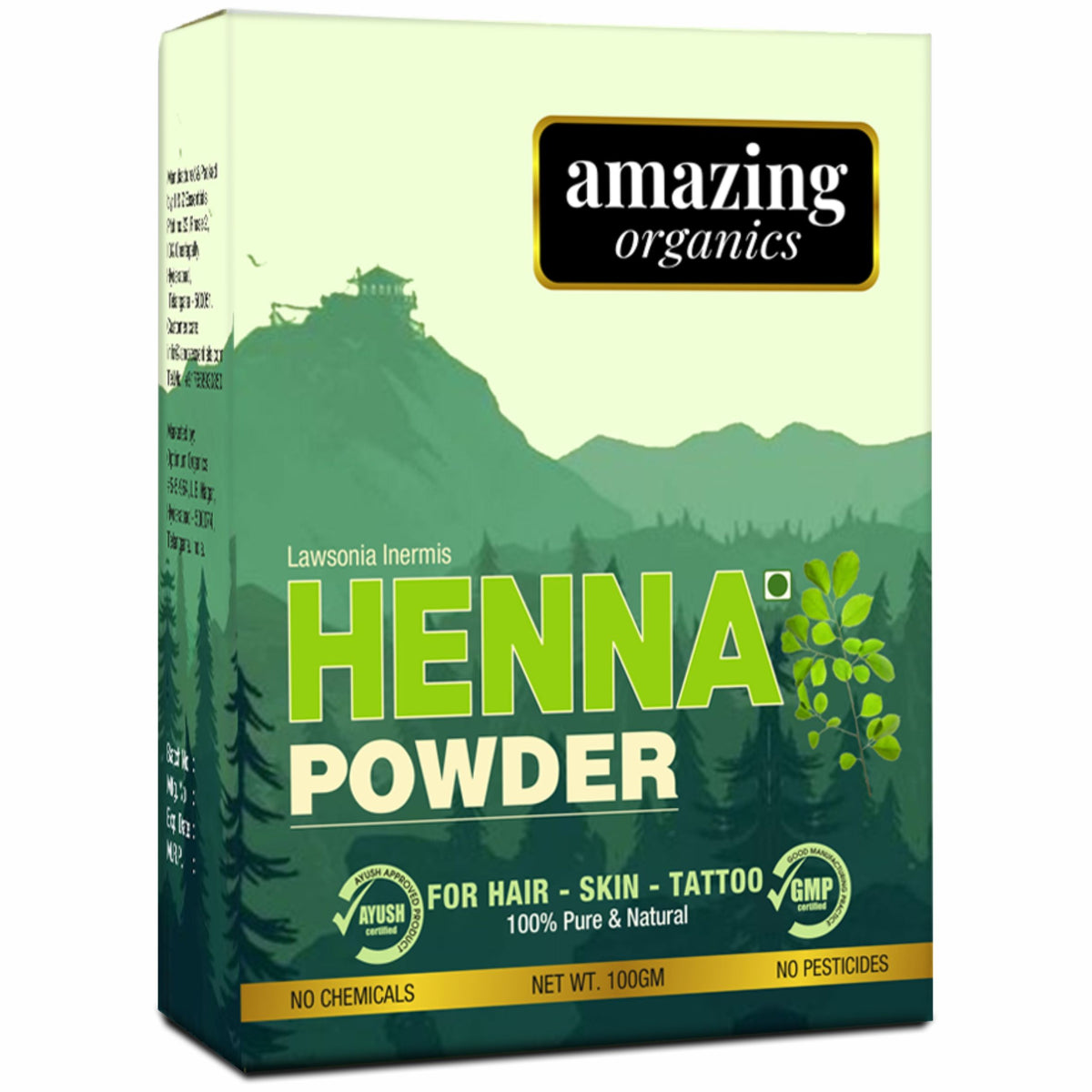 Amazing Organics Henna Powder for Hair Organics a Chemical-Free Hair Colouring