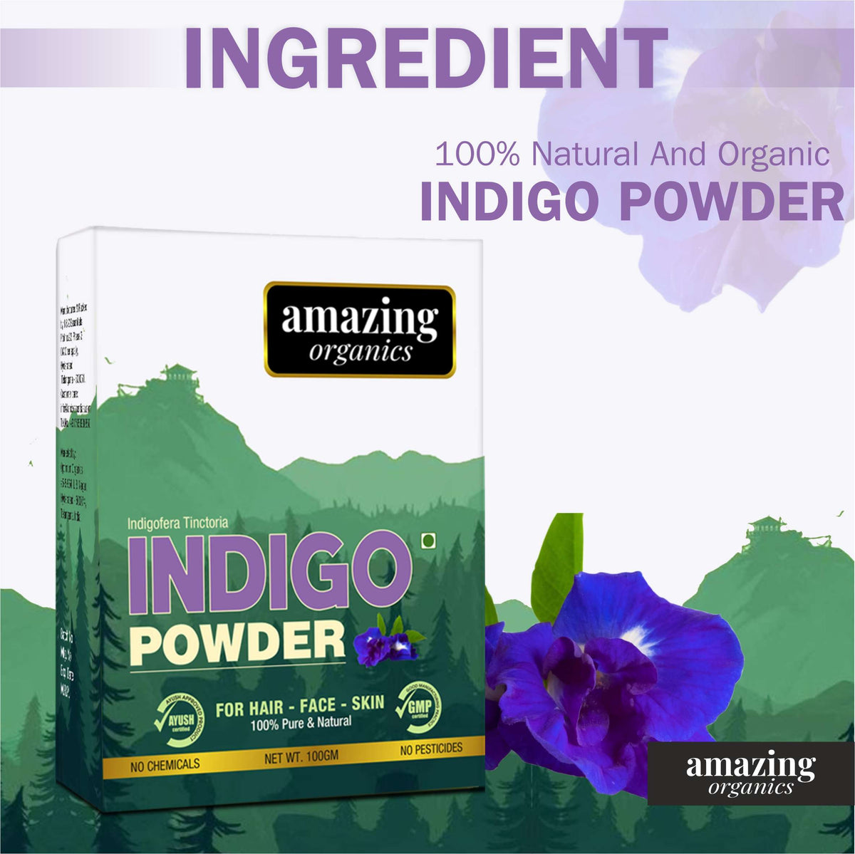 Indigo Powder For Hair Black 100 Grams,Natural Hair and Beard Dye.