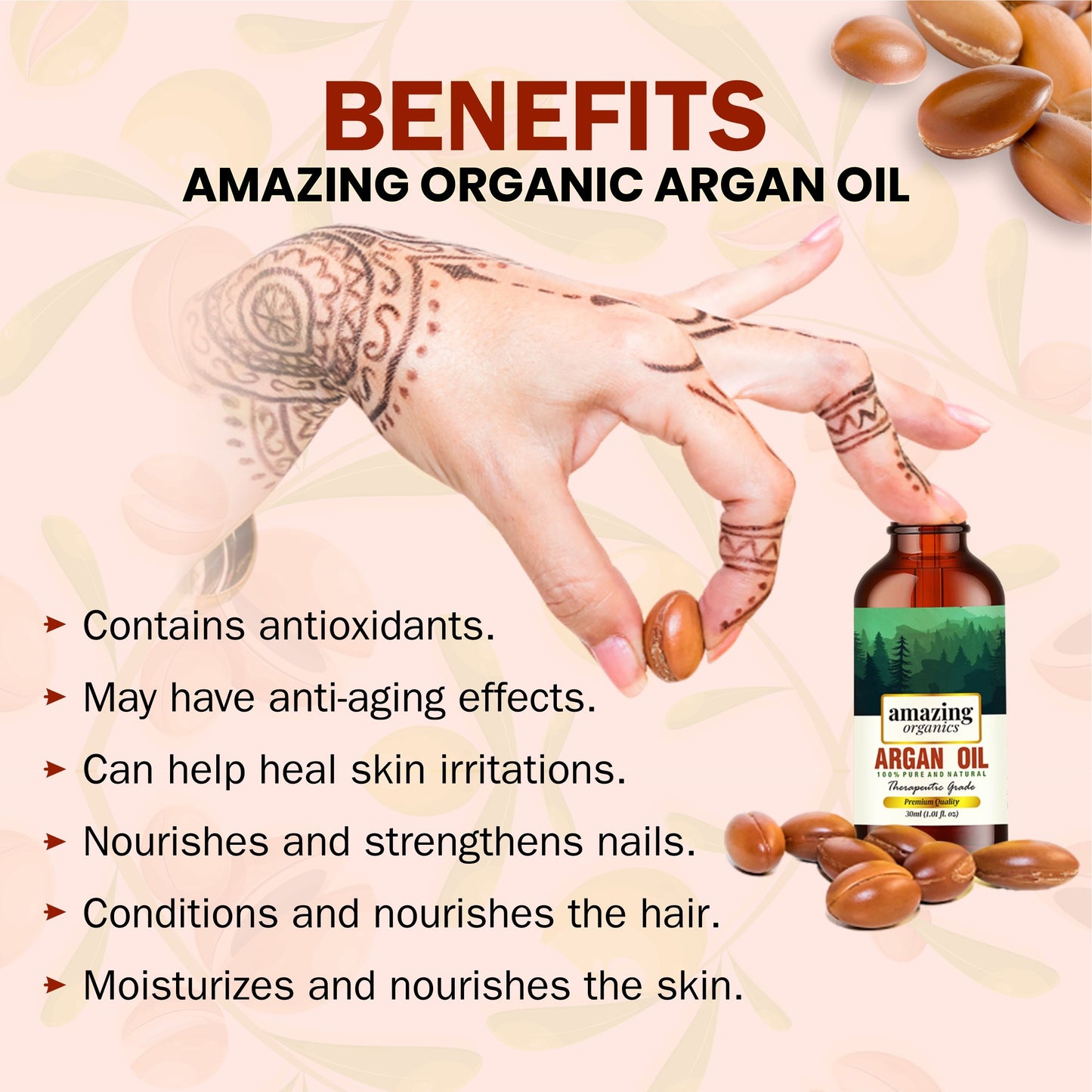 Argan Oil 100% Pure & Organic for Hair & Skin