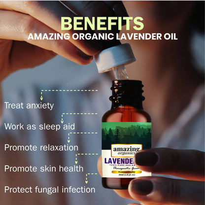 Lavender Essential Oil for Aroma Therapy, Stress Relief, Hair, Skin & Sleep