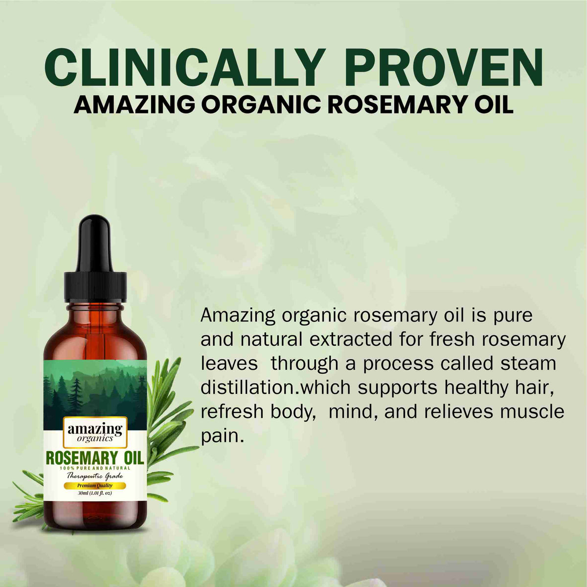 Rosemary Oil - Pure &amp; Natural for Hair Growth