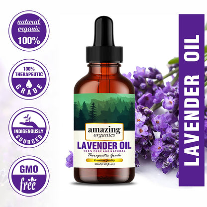 Lavender Essential Oil for Aroma Therapy, Stress Relief, Hair, Skin & Sleep