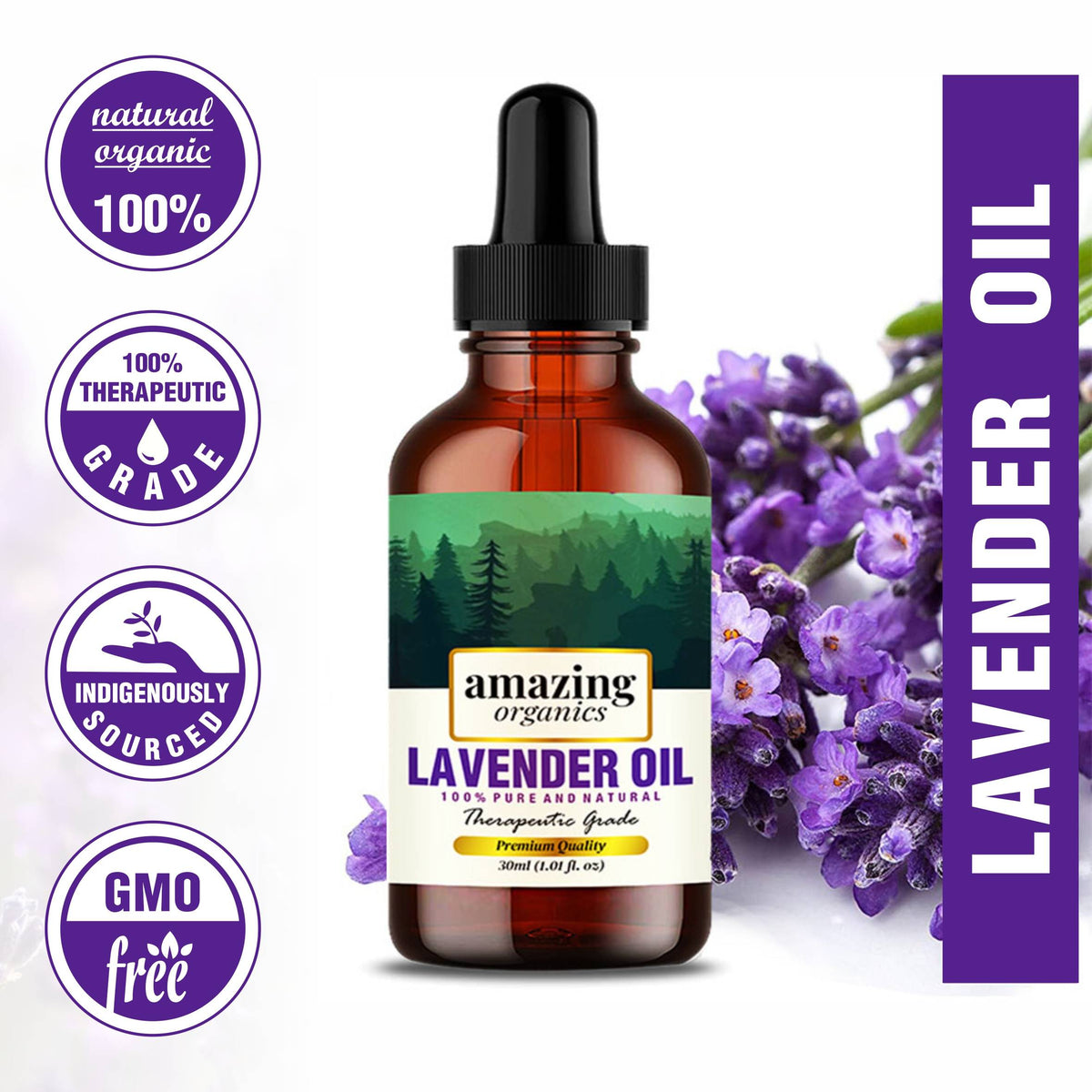 Lavender Essential Oil for Aroma Therapy, Stress Relief, Hair, Skin &amp; Sleep
