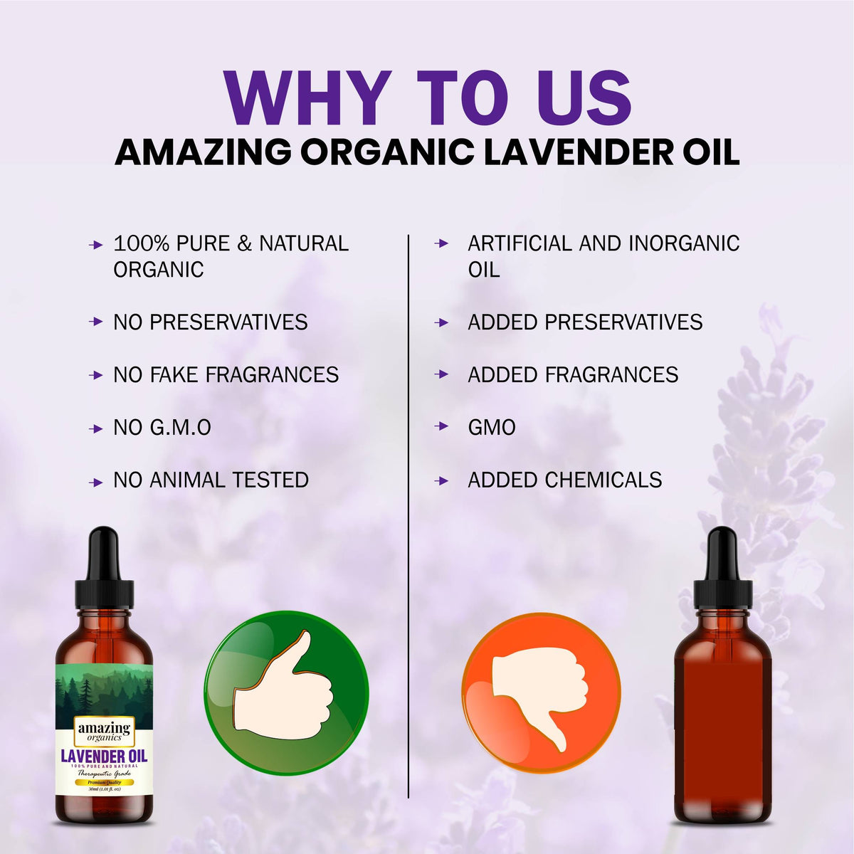 Lavender Essential Oil for Aroma Therapy, Stress Relief, Hair, Skin &amp; Sleep