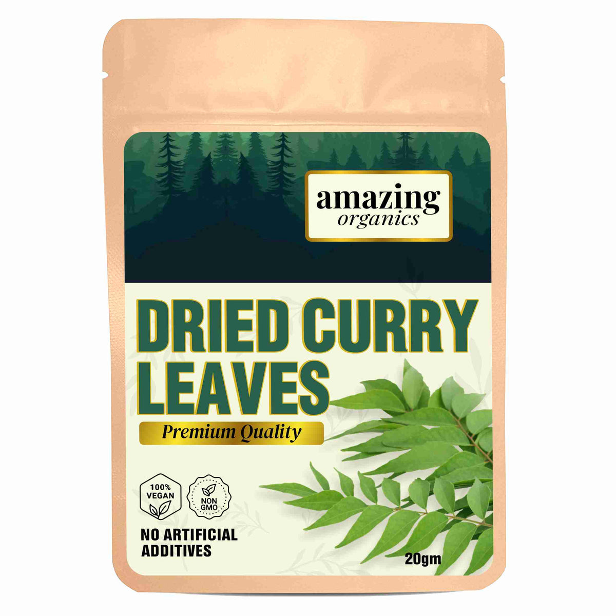 Dried Curry Leaves, Pure, Organic, Non GMO, 100% Natural, Gluten Free 0.8(20g)