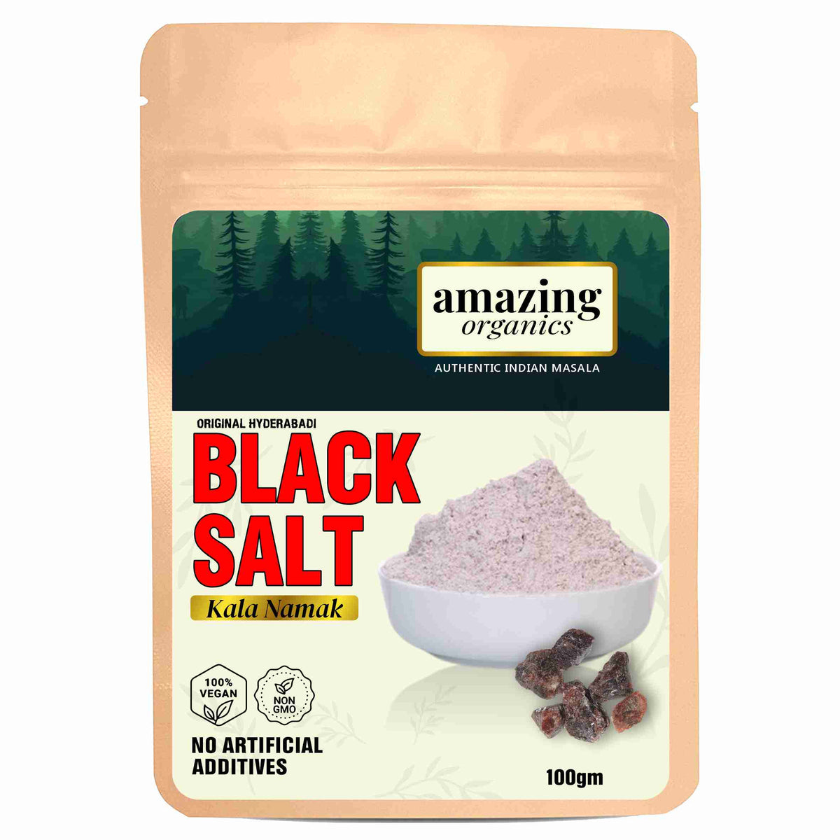 Black Salt Powder (Kala Namak) 3.5ox(100g)  Unrefined, Pure and Natural | Vegan | Gluten Friendly